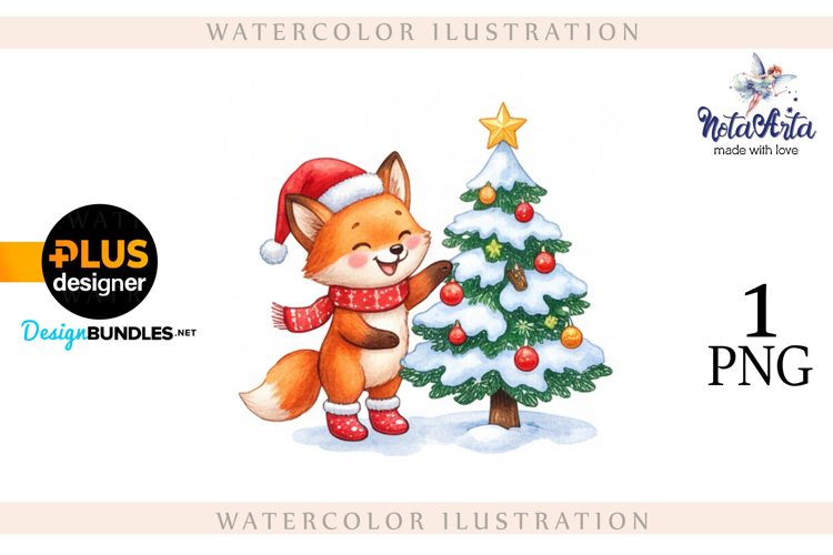 Illustration of a cute Christmas fox