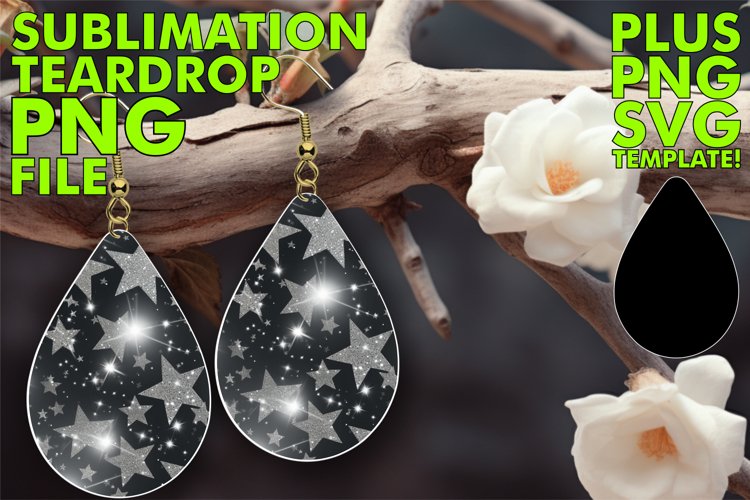 Galactic Radiance: Sparkling Star Pattern Sublimation Earrin example image 1