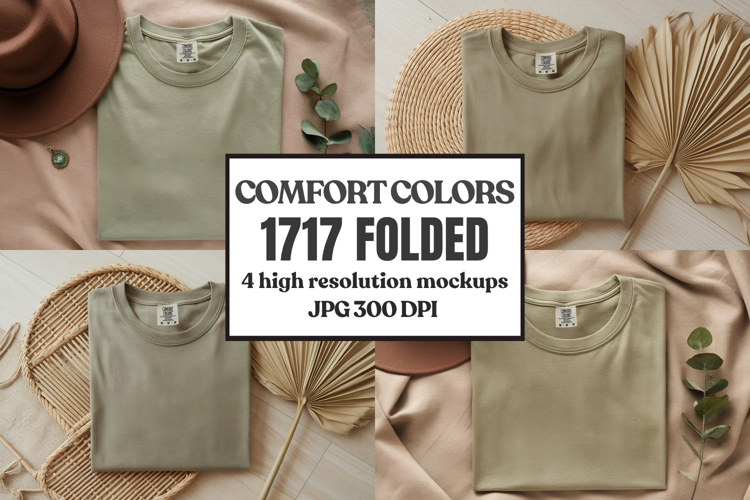 Comfort Colors 1717 Folded Tshirt Mockups