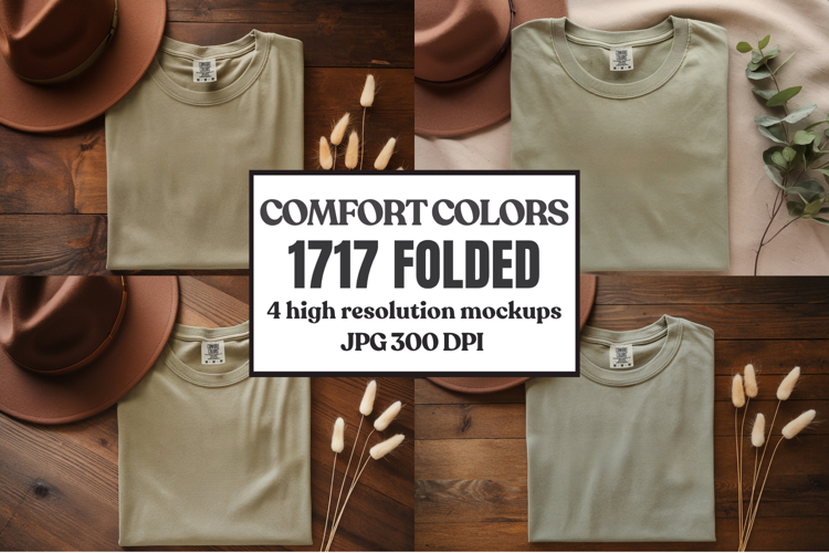 Comfort Colors 1717 Folded Tshirt Mockups