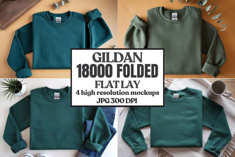 Gildan 18000 Sand Folded Flat Lay Mockups