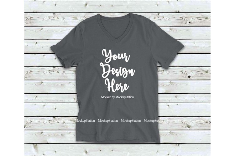 Asphalt Shirt Mock Up, Bella Canvas 3005 V-Neck Tee Mockup example image 1