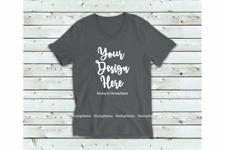 Asphalt Shirt Mock Up, Bella Canvas 3005 V-Neck Tee Mockup
