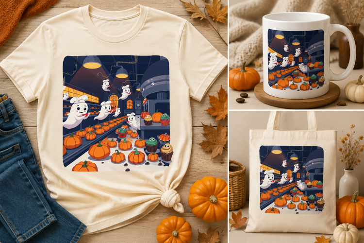 Ghost Bakery PNG | Cute Halloween Pumpkin Cupcake Clipart