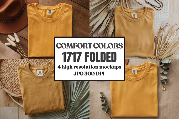 Comfort Colors 1717 Folded Tshirt Mockups
