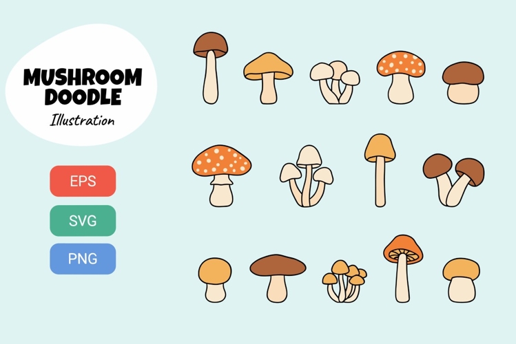 Mushroom Doodle Illustration