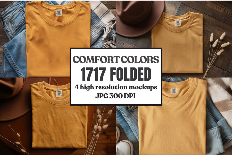 Comfort Colors 1717 Folded Tshirt Mockups example image 1