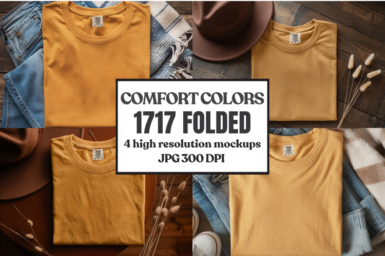 Comfort Colors 1717 Folded Tshirt Mockups