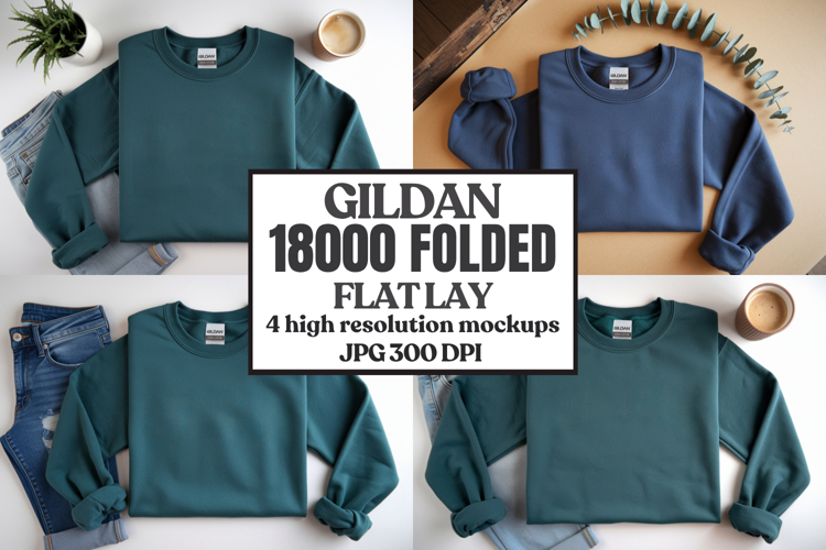 Gildan 18000 Sand Folded Flat Lay Mockups
