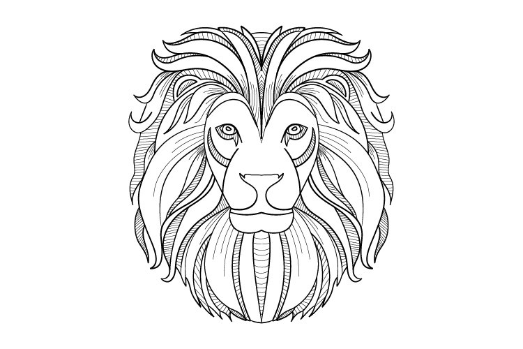 lion face modern doodle illustration example image 1