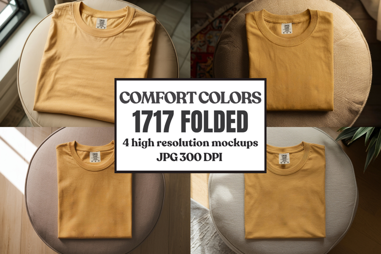 Comfort Colors 1717 Folded Tshirt Mockups