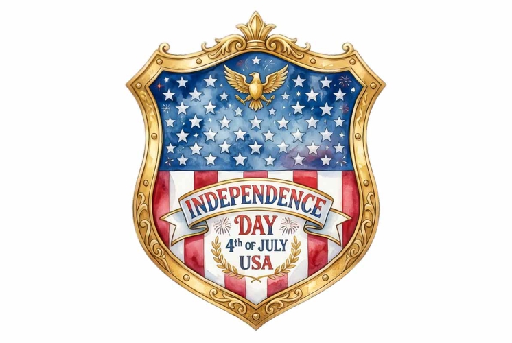 Watercolor patriotic shield with American clipart