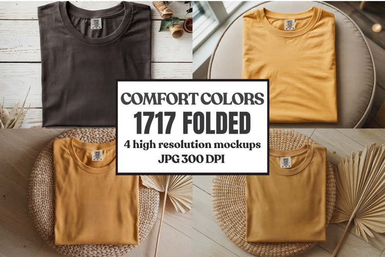 Comfort Colors 1717 Folded Tshirt Mockups