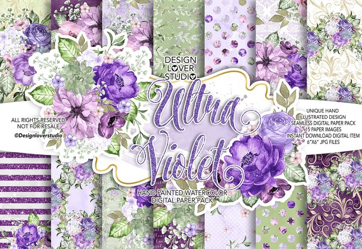 Ultra Violet digital paper pack example image 1