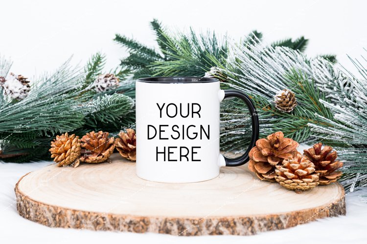 Mug Mockup Christmas 11 Oz White Coffee Cup Black Handle example image 1