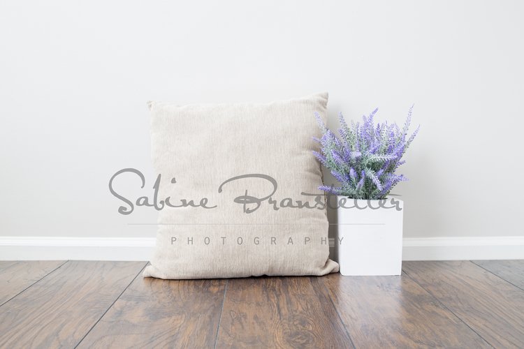 Square Beige Pillow Mockup example image 1