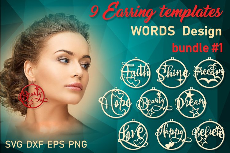 9 Word earrings svg Leather earrings svg Necklace svg example image 1