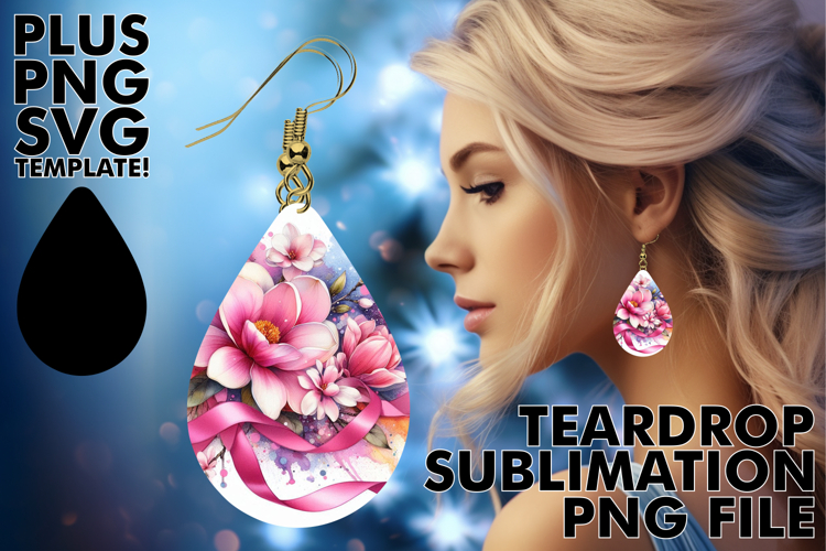 RADIANT teardrop EARRINGS PNG, Flowers