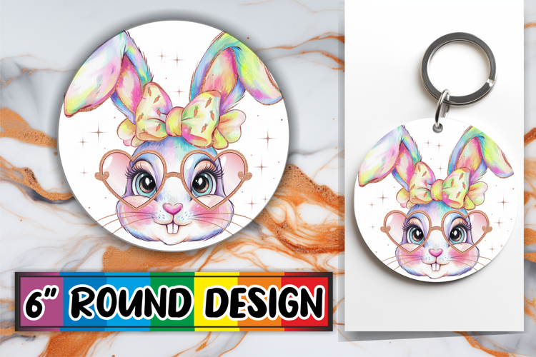 Cheerful Car Coaster Circle Style, Easter Bunny