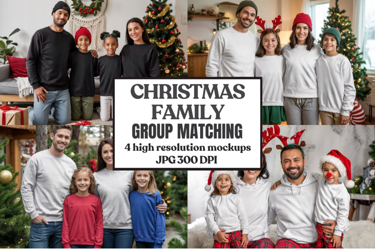 Christmas Family Matching T-Shirt Mockups | Holiday Group