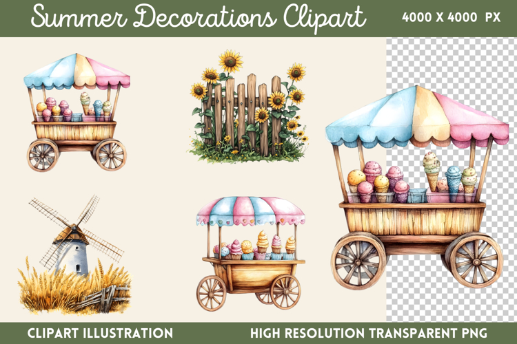 Summer Decorations Clipart PNG