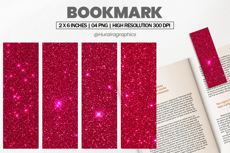 Red Glitter Sparkle Bookmark PNG, Bookmark Sublimation