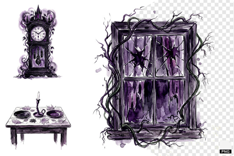 Halloween Haunted Cottage Clipart example image 1