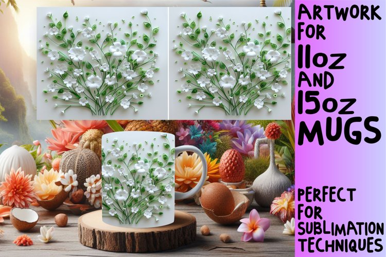 Dreamy Whimsical 3D Flower Petal Sublimation 11oz 15oz