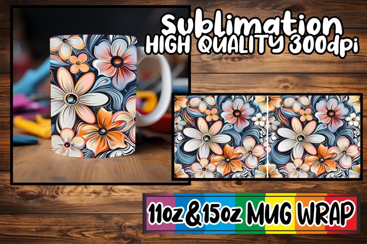 Abstract Spring Blossoms Mug Wrap 11oz 15oz Sublimation