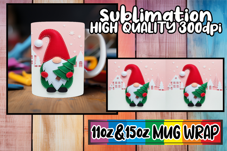 Joyful sips 11oz 15oz sublimation wrap, Gnomes
