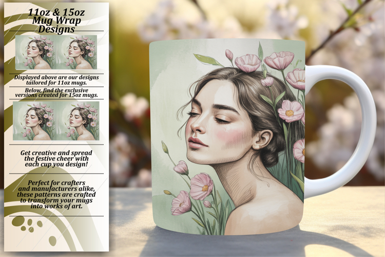 Fresh 15oz Mug Wrap Png Template , Beauty Woman
