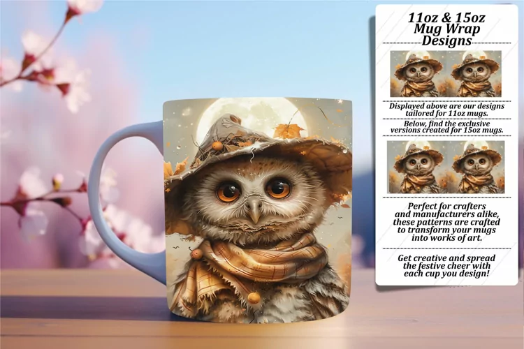 Watercolor Owl Mug Wrap