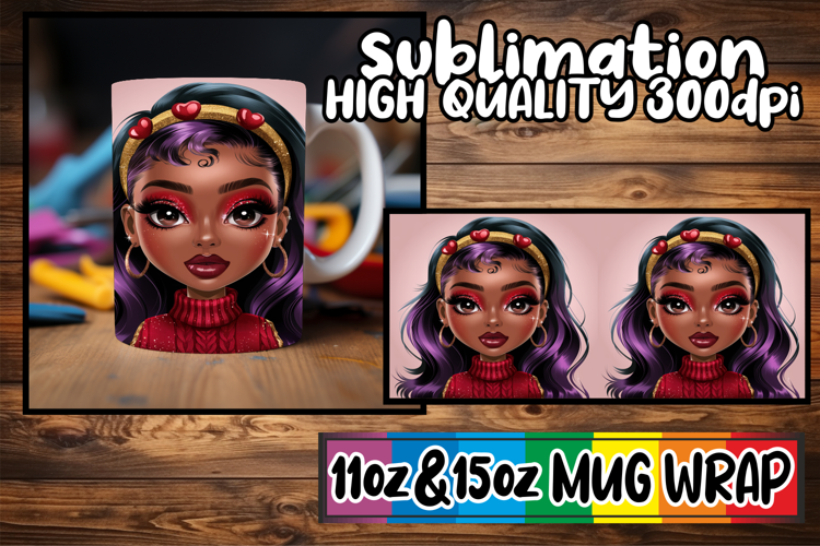 Cheerful days 11oz 15oz sublimation wrap, Afro Girl