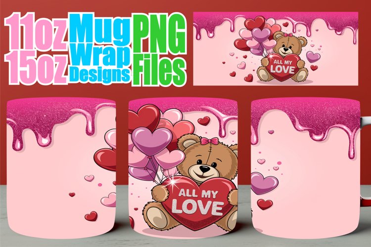 Vibrant joy 11oz 15oz sublimation wrap, Love Bear