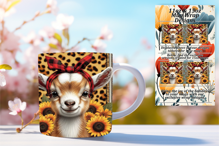 Sleek 11oz Mug Wrap Png Artwork , Cute Animals