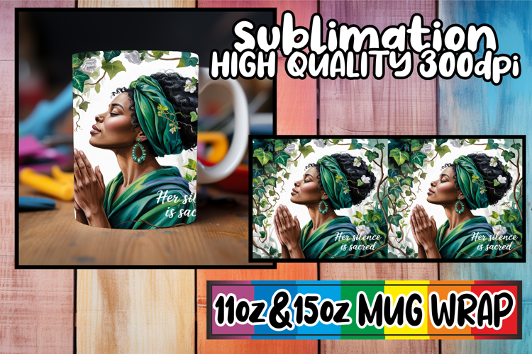 Vibrant afternoons 11oz 15oz sublimation wrap, Praying Woman