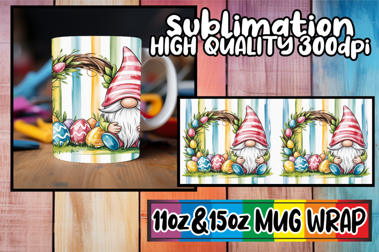 Bright dreams 11oz 15oz sublimation wrap, Easter Gnomes