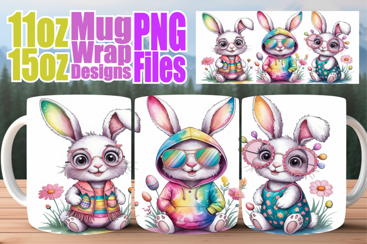 Lovely moments sublimation mug wrap, Easter Bunny