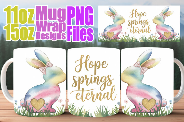 Radiant adventures 11oz 15oz sublimation wrap, Easter Bunny example image 1