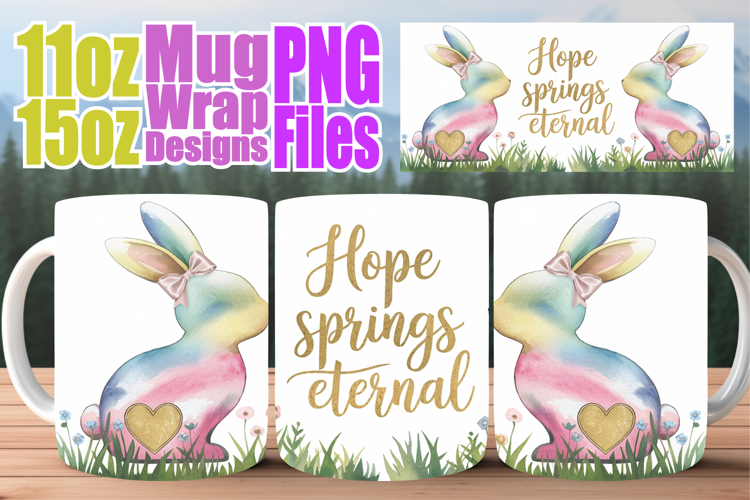 Radiant adventures 11oz 15oz sublimation wrap, Easter Bunny
