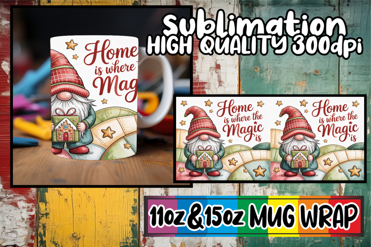Dreamy vibes 11oz 15oz sublimation wrap, Holiday Gnome