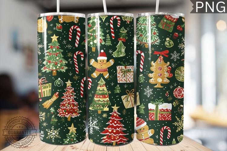 Christmas Tree Tumbler Wrap -High Quality 300 Dpi