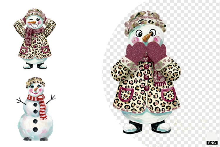 Winter Glitter Snowman Clipart