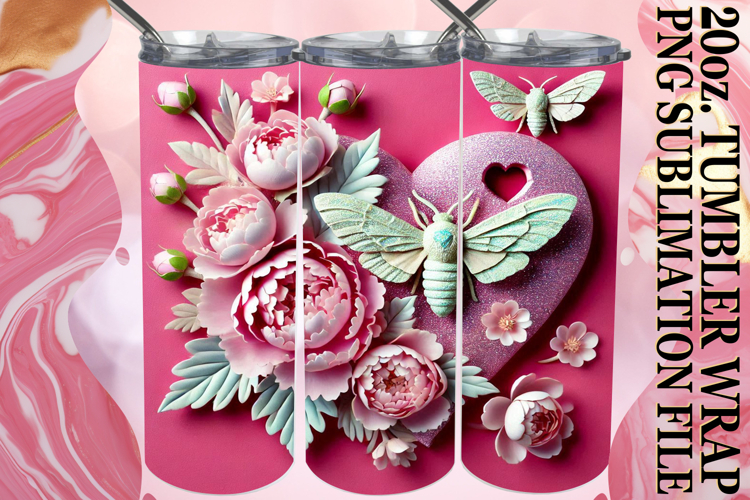 RADIANT ENCOUNTERS 20oz TUMBLER WRAP, 3D Heart