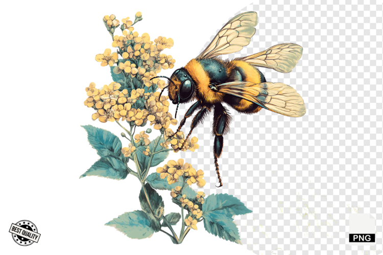 Summer Bees & Sunflowers PNG - Summer Clipart example image 1
