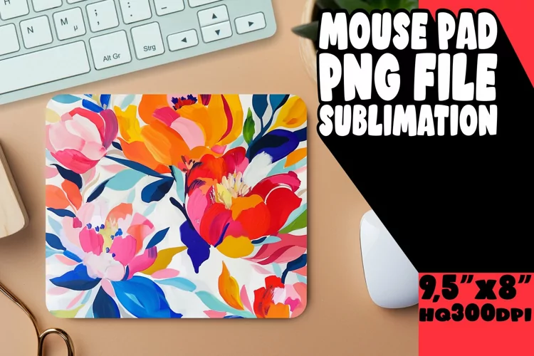 Colorful Springtime Blossom Pattern Mouse Pad