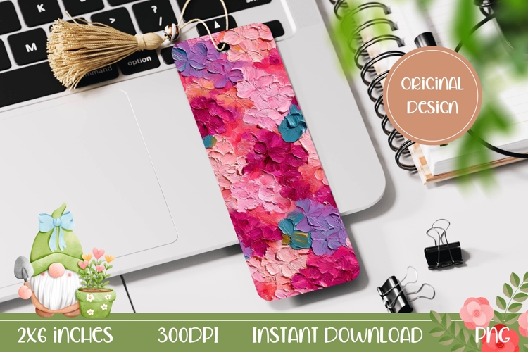 Pink Hydrangea Bookmark Design, Art Flowers Bookmark
