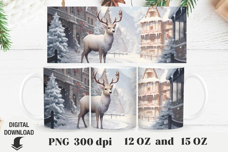 Christmas Mug Wrap, Christmas landscape Mug Sublimation example image 1