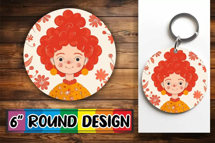 Artistic Woman with Flowers Round Design PNG