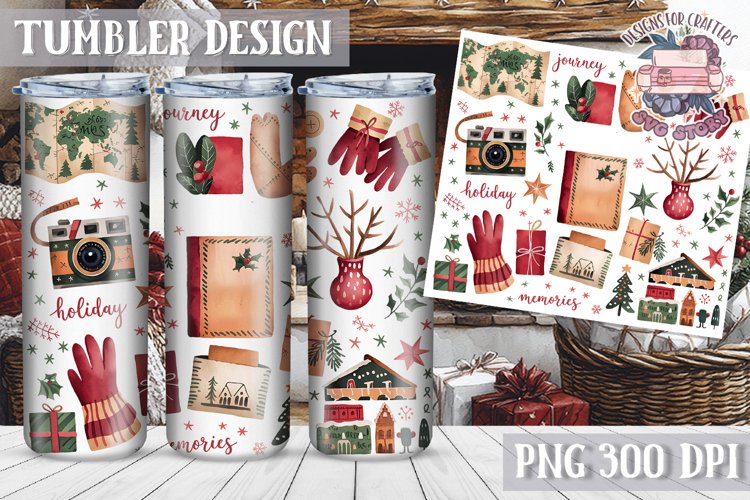 Sublimation Tumbler WRAP Christmas Design Quote Watercolor